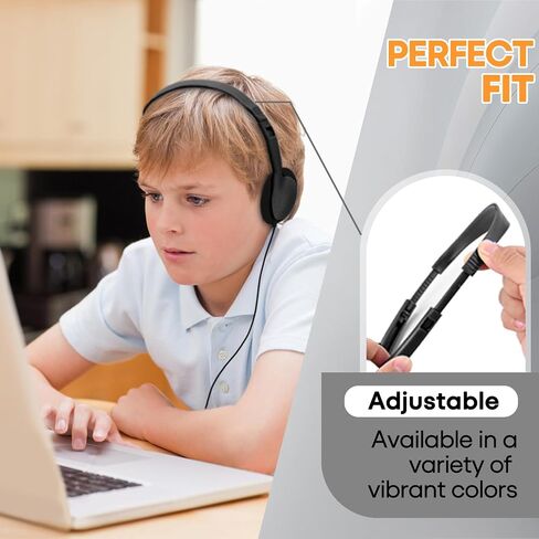 12 Pack Kids Headphones Bulk for Classroom School Students, Durable Wholesale Class Set Headphones for Kids Children Toddler Teen Boys Girls (HY857,12 Black) in Saudi Arabia