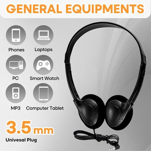 12 Pack Kids Headphones Bulk for Classroom School Students, Durable Wholesale Class Set Headphones for Kids Children Toddler Teen Boys Girls (HY857,12 Black) in Saudi Arabia