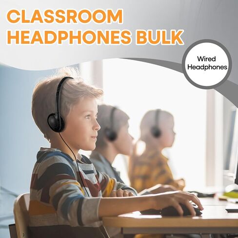 12 Pack Kids Headphones Bulk for Classroom School Students, Durable Wholesale Class Set Headphones for Kids Children Toddler Teen Boys Girls (HY857,12 Black) in Saudi Arabia