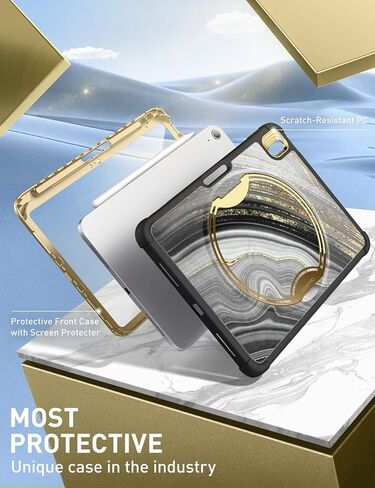 حافظة i-Blason لجهاز iPad الجيل العاشر مع حامل أقلام، [واقي شاشة مدمج وحامل]، حافظة iPad للحماية الكاملة من السقوط لجهاز iPad الجيل العاشر 10.9 بوصة، سلسلة كوزمو، رخامي/وردي in Saudi Arabia