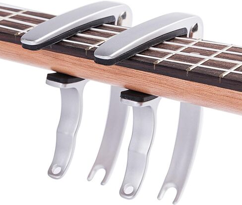 Guitar Capo with 6 Free Picks for Ukulele Acoustic and Electric Guitars, Quick Change Ukulele & Banjo Capos(Silver) in Saudi Arabia