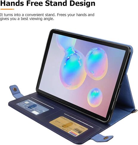 حافظة Dteck من جلد البولي يوريثان لجهاز Apple iPad Pro 13" M4 (2024)، حافظة قابلة للطي متينة مع فتحات للبطاقات وجيوب وحامل أقلام ووظيفة الوقوف، حافظة حماية للكمبيوتر اللوحي عبر الجسم لجهاز iPad مع حزام كتف، أزرق in Saudi Arabia