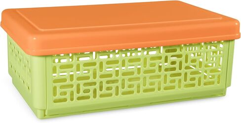 3 Pack Foldable Small Plastic Snack Containers with Lids Mini Collapsible Storage Crates for Crafts,Pantry,Office,School,Kitchen,Table(7.5''x4.5''x2.8'') 1 Qt in Saudi Arabia