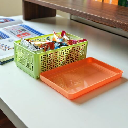 3 Pack Foldable Small Plastic Snack Containers with Lids Mini Collapsible Storage Crates for Crafts,Pantry,Office,School,Kitchen,Table(7.5''x4.5''x2.8'') 1 Qt in Saudi Arabia