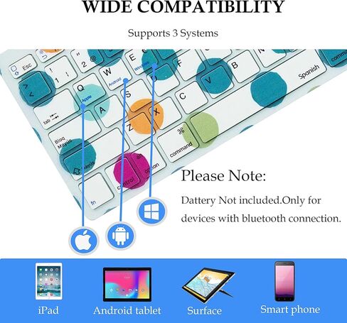 لوحة مفاتيح بلوتوث لاسلكية باللغة الإسبانية، اختصارات وظيفية رفيعة للغاية، لوحة مفاتيح بلوتوث لاسلكية لأجهزة iPad، iPad Pro، iPhone، iOS، Mac OS، أجهزة Android اللوحية، Windows (نمط نقطة البولكا) in Kuwait