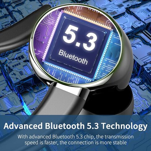 Wireless Earbud Bluetooth Headphones 5.3, 48Hrs Playtime Sport in Ear Wireless Earphones with Digital LED Display Over Ear Buds with Earhooks Waterproof Headset with Mic for Running Workout in Saudi Arabia