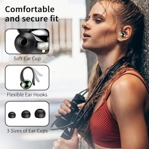 Wireless Earbud Bluetooth Headphones 5.3, 48Hrs Playtime Sport in Ear Wireless Earphones with Digital LED Display Over Ear Buds with Earhooks Waterproof Headset with Mic for Running Workout in Saudi Arabia
