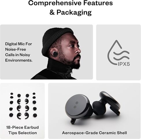 BUTTONS AIR True Wireless Earbuds with 11mm Custom Drivers, CVC Smart Call Noise Cancellation, Aerospace-Grade Ceramic Cover, Fashionable and Personalized Design in-Ear Headphones (Black Round) in Saudi Arabia