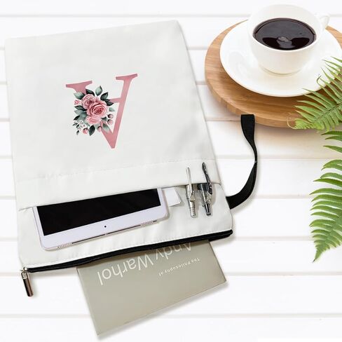 حافظة كتب بالأحرف الأولى G مع سحاب، هدايا مكتوبة بحروف للنساء، حافظة كتب زهرية لمحبي الكتب هدية لمكتبة المعلم، حافظة غطاء حماية للكتب الشخصية (zm07) in Kuwait