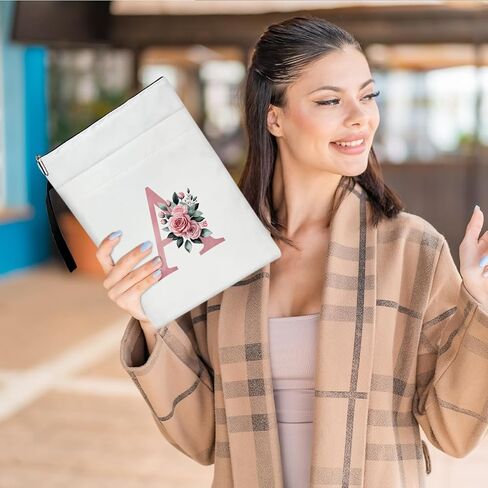 حافظة كتب بالأحرف الأولى G مع سحاب، هدايا مكتوبة بحروف للنساء، حافظة كتب زهرية لمحبي الكتب هدية لمكتبة المعلم، حافظة غطاء حماية للكتب الشخصية (zm07) in Kuwait