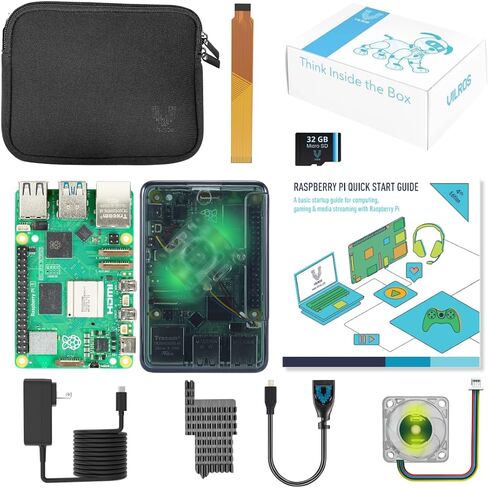 Vilros Raspberry Pi 5 (4GB RAM) Basic Starter Kit with LED Lit Fan Case -Includes Raspberry Pi 5 Board -Case -Power Supply-Preloaded Micro SD Card -Heatsinks-Micro HDMI Adapter & More in Saudi Arabia