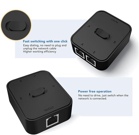 محول شبكة جيجابت بمنفذين، صندوق اختيار مقسم RJ45 CAT6 ثنائي الاتجاه مع USB لجهاز توجيه مضيف الكمبيوتر in Saudi Arabia