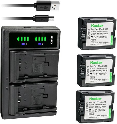 Kastar 4-Pack Battery and LTD2 USB Charger Compatible with Panasonic VDR-D200 VDR-D210 VDR-D220 VDR-D230, Panasonic CGADU06 CGRDU06 CGADU07 CGRDU07 CGADU12 CGRDU12 CGADU14 CGRDU14 CGADU21 CGRDU21 in Kuwait