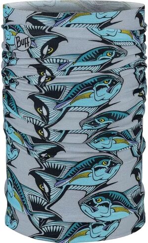 BUFF One Size CoolNet UV+ Multifunctional Headwear and Face Mask, Fishing and Hunting Designs, Tjohnson Circling Trout Brown, Adult Size in Kuwait