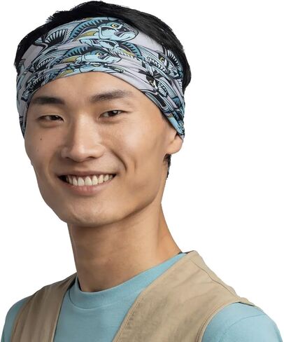 BUFF One Size CoolNet UV+ Multifunctional Headwear and Face Mask, Fishing and Hunting Designs, Tjohnson Circling Trout Brown, Adult Size in Kuwait