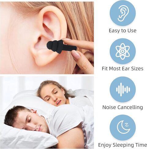 سدادات أذن للنوم، سدادة أذن عازلة للضوضاء للسباحة أثناء النوم، 4 أزواج سدادات أذن من السيليكون (وردي). in Kuwait