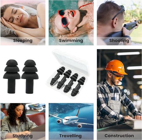 سدادات أذن للنوم، سدادة أذن عازلة للضوضاء للسباحة أثناء النوم، 4 أزواج سدادات أذن من السيليكون (وردي). in Kuwait