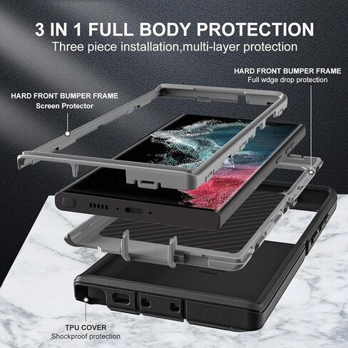 YKHJKLEC for Samsung Galaxy S22 Ultra Case, with 2Pcs [Self Healing Flexible TPU Screen Protector & Camera Lens Protector] Military Grade Heavy Duty Case for Galaxy S22 Ultra 5G (Aqua Blue/Pink) in Saudi Arabia