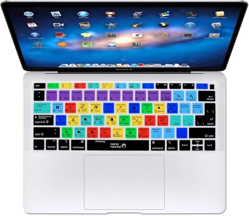 غطاء لوحة المفاتيح السيليكون من HRH Shortcut Hotkey لجهاز MacBook Air 13 بوصة إصدار 2018 A1932 مع شاشة Retina ومعرف اللمس EU/US، Photoshop PS in Saudi Arabia