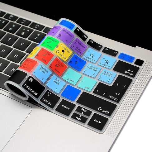 غطاء لوحة المفاتيح السيليكون من HRH Shortcut Hotkey لجهاز MacBook Air 13 بوصة إصدار 2018 A1932 مع شاشة Retina ومعرف اللمس EU/US، Photoshop PS in Saudi Arabia