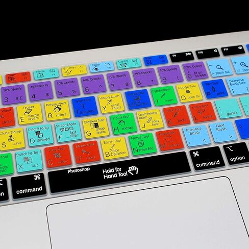 غطاء لوحة المفاتيح السيليكون من HRH Shortcut Hotkey لجهاز MacBook Air 13 بوصة إصدار 2018 A1932 مع شاشة Retina ومعرف اللمس EU/US، Photoshop PS in Saudi Arabia