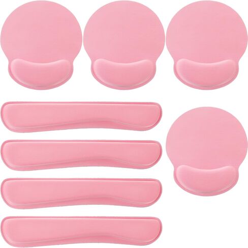 8 Pcs Ergonomic Mouse Pad and Keyboard with Wrist Support Set Soft Smooth Gel Wrist Rest Comfortable Memory Foam Keyboard Wrist Pad for Easy Typing Gaming Computer Laptop Office Home (Pink) in Saudi Arabia