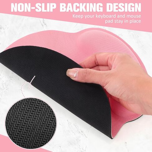 8 Pcs Ergonomic Mouse Pad and Keyboard with Wrist Support Set Soft Smooth Gel Wrist Rest Comfortable Memory Foam Keyboard Wrist Pad for Easy Typing Gaming Computer Laptop Office Home (Pink) in Saudi Arabia