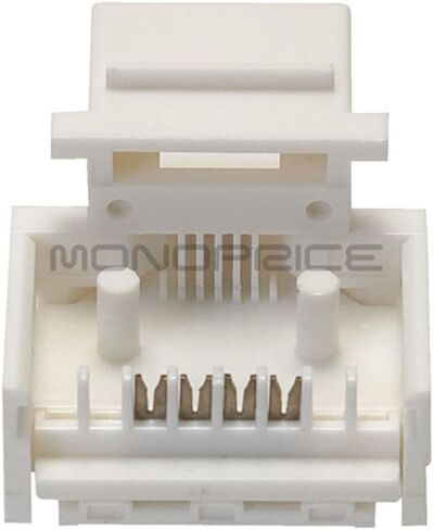 مقبس حجر الزاوية Monoprice RJ11 بدون أدوات 180 درجة - للسلك الصلب 22-26AWG، أبيض in Saudi Arabia