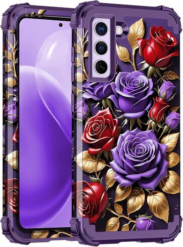 حافظة Rancase لهاتف Galaxy S21 FE 5G، حماية شديدة التحمل من ثلاث طبقات من البلاستيك الصلب + حافظة واقية من مطاط السيليكون الناعم لهاتف Samsung Galaxy S21 FE 5G، أرجواني in Saudi Arabia