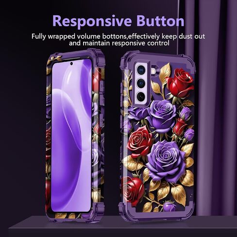 حافظة Rancase لهاتف Galaxy S21 FE 5G، حماية شديدة التحمل من ثلاث طبقات من البلاستيك الصلب + حافظة واقية من مطاط السيليكون الناعم لهاتف Samsung Galaxy S21 FE 5G، أرجواني in Saudi Arabia