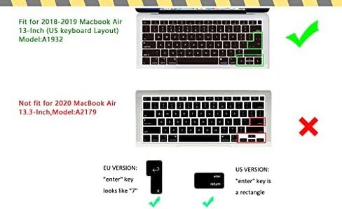 غطاء لوحة المفاتيح السيليكون من HRH Shortcut Hotkey لجهاز MacBook Air 13 بوصة إصدار 2018 A1932 مع شاشة Retina ومعرف اللمس EU/US، Photoshop PS in Saudi Arabia