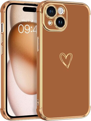 BENTOBEN Compatible with iPhone 15 Case, Phone Case iPhone 15, Cute Heart Pattern Slim Fit Thin Soft Flexible Shockproof TPU Bumper Non-Slip Lightweight Women Girl Protective Cover, Black in Saudi Arabia