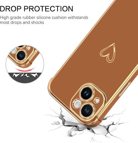 BENTOBEN Compatible with iPhone 15 Case, Phone Case iPhone 15, Cute Heart Pattern Slim Fit Thin Soft Flexible Shockproof TPU Bumper Non-Slip Lightweight Women Girl Protective Cover, Black in Saudi Arabia
