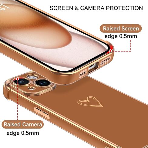BENTOBEN Compatible with iPhone 15 Case, Phone Case iPhone 15, Cute Heart Pattern Slim Fit Thin Soft Flexible Shockproof TPU Bumper Non-Slip Lightweight Women Girl Protective Cover, Black in Saudi Arabia