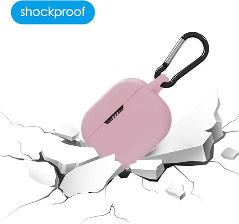 Geekria Silicone Case Cover Compatible with JBL Tune 130NC TWS True Wireless Earbuds, Earphones Skin Cover, Protective Carrying Case with Keychain Hook, Charging Port Accessible (Pink) in Saudi Arabia