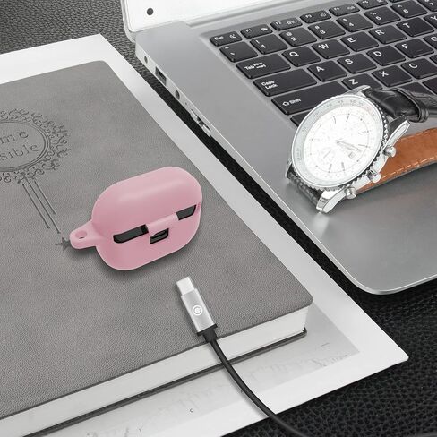 Geekria Silicone Case Cover Compatible with JBL Tune 130NC TWS True Wireless Earbuds, Earphones Skin Cover, Protective Carrying Case with Keychain Hook, Charging Port Accessible (Pink) in Saudi Arabia