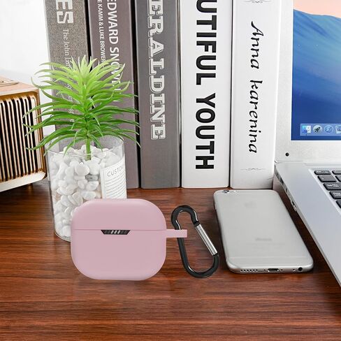 Geekria Silicone Case Cover Compatible with JBL Tune 130NC TWS True Wireless Earbuds, Earphones Skin Cover, Protective Carrying Case with Keychain Hook, Charging Port Accessible (Pink) in Saudi Arabia