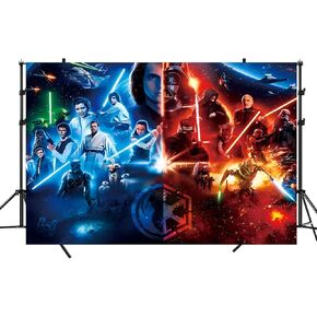 Star Ware Backdrop,Star Ware Birthday Party Banner Background for Photography Children Birthday Party Decoration Supplies, Multicolor, (5x3ft)