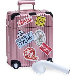 for AirPods 1&2 Case Cover, Suitcase Design Full Protective Hard Shell Cute AirPods Protective Cover for AirPod 2/1 Charging Case with Women and Men,Rose Gold