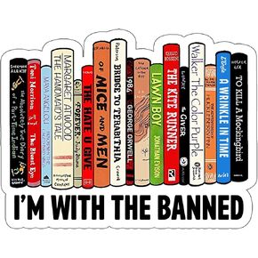 أنا مع الملصق المحظور، ملصق الكتب، ملصق كيندل، سلع الكتب، القراءة، القارئ الإلكتروني، عشاق الكتب، ملصق المكتبة، ملصق الكتب المحظورة (2 بوصة)