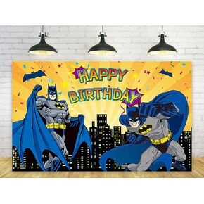 Hero Backdrop for Birthday Party Decorations Yellow Background for Party Cake Table Decorations Superhero Theme Banner 5x3ft