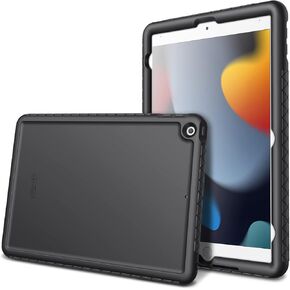 Fintie Case for iPad 9th Generation (2021) / 8th Generation (2020) / 7th Gen (2019) 10.2 Inch - [Mighty Shield] Heavy Duty Anti Slip Shock Proof Kids Friendly Drop Protection Silicone Cover, Black