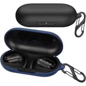 [2 Pack] easyBee Case Compatible with Soundcore V30i Bluetooth Headphone Charging Cover with 2 Keychain, Soft Liquid Silicone Ultra Thin Shockproof Protective Kit - Black and Blue