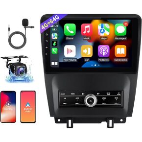 راديو ستيريو للسيارة لسيارة Ford Mustang 2010-2014 Apple Carplay Android Auto 10 بوصة 8 Core 4G+64G IPS شاشة تعمل باللمس ستيريو سيارة مع بلوتوث 4G LTE WiFi GPS FM DSP SWC كاميرا احتياطية