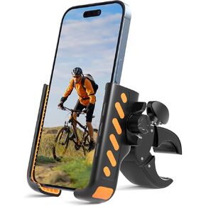 Bike Phone Holder, [No Block Camera] Motorcycle Phone Mount, [Quick Release] Silicone Wrapped & 360° Rotate Handlebar Clamp for Electric Scooter, Compatible with 4"- 7" iPhone & Android Phones