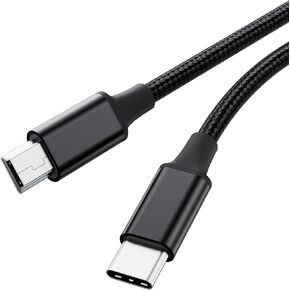 Short USB C to Mini USB Cable 0.25M, Braided USB-C to Mini-B 5-Pin Cord, OTG Charging Sync Data for PC Hero 3+, PS3 Controller, MP3/4, Dash Cam, GPS Receiver, and More Devices in Saudi Arabia