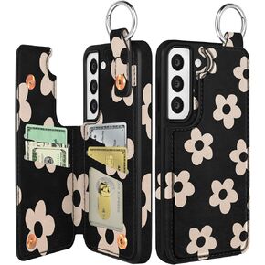 Shorogyt for Samsung S21 Ultra Wallet Case with Card Holder - Cute Designer Sunflower Cat Pattern Kickstand Magnetic Clasp Back Flip Folio Leather Phone Cases for Women Men Girls for Galaxy S21 Ultra
