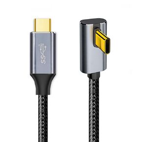NFHK 90 Degree Low Profile Angled Type-C USB-C Male to Male USB3.1 10Gbps 100W Data Cable for Laptop Phone 50CM