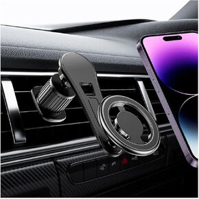 Car Phone Mount, Magnetic Phone Holder with 48 Super Magnets, 360° Rotatable HandsFree Air Vent Car Cell Phone Holder with Clip for Most Smart Phones, Car Accessories