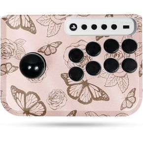 Glossy Glitter Gaming Skin Compatible With Hori Fighting Stick Mini (PS5, PS4, PC) - Butterfly Garden - Premium 3M Vinyl Protective Wrap Decal Cover - Easy To Apply | Crafted in the USA by MightySkins